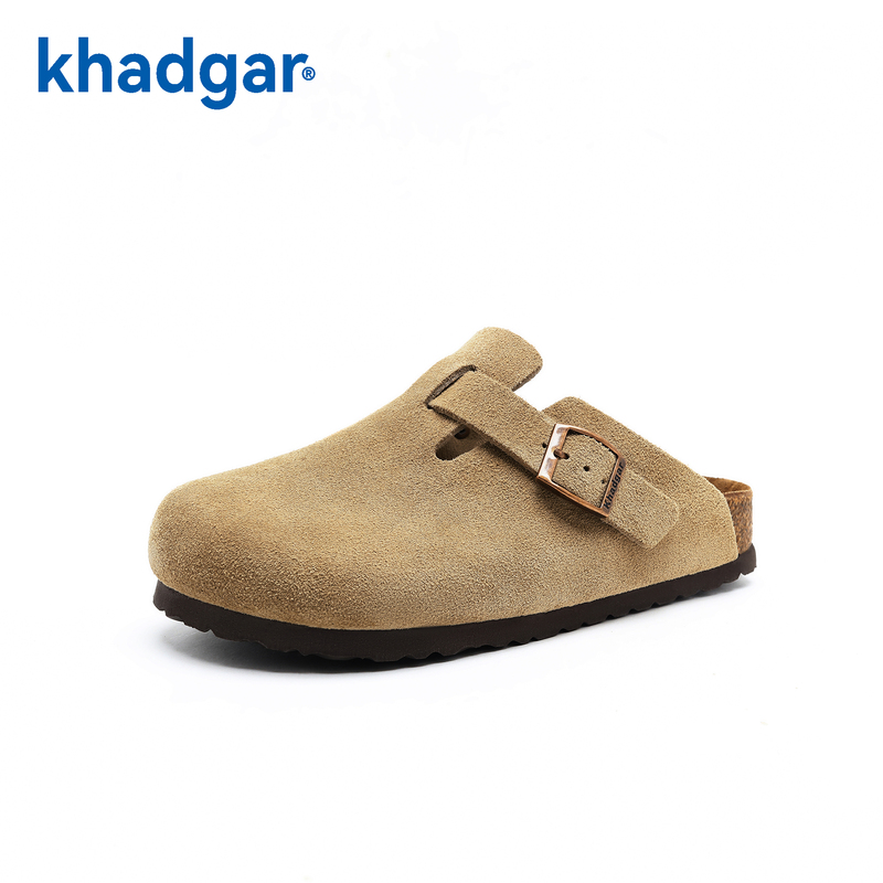 Hou Minghao's Same Style Kardiga Cork Half-Slippers, Slip-On Birkenstock Shoes, Leather, Comfortable for Outdoor Wear, Lazy Style for Couples