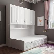1 2-meter childrens bed tatami integrated set single bedroom with wardrobe side cabinet bed multi-functional furniture