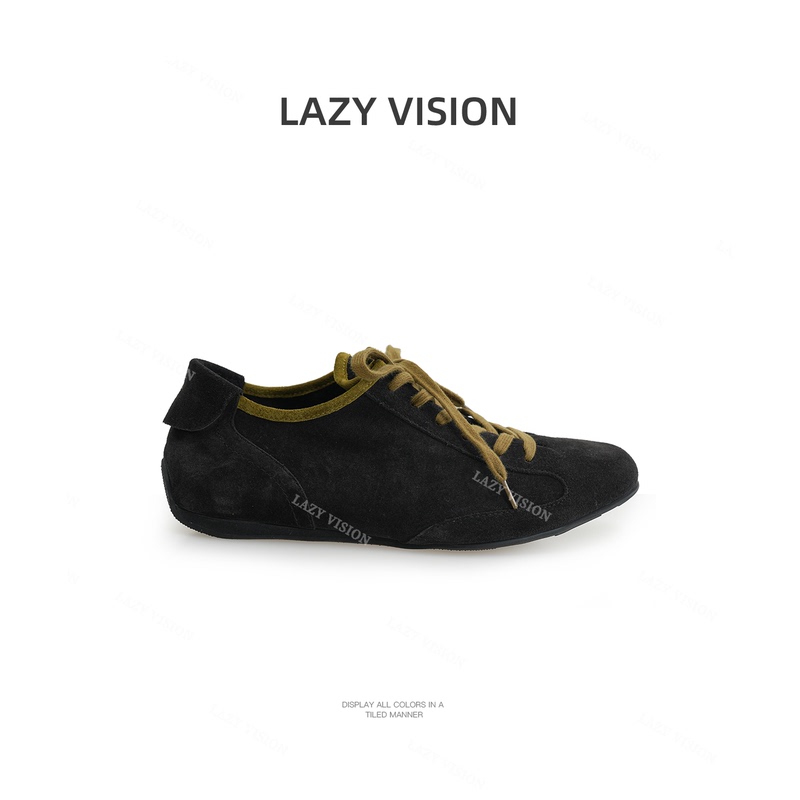Lazyvision Retro Imported Cowhide Leather Training Shoes for Women, Casual Suede-Like Flat Sneakers 39516 Lazyvision Retro Imported Cowhide Leather Training Shoes for Women, Casual Suede-Like Flat Sneakers 39516