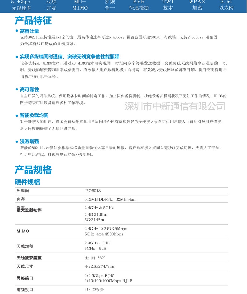 WiFi6室外无线基站接入设备无缝漫游基站ABH-MS-AX5400HWH(图4)