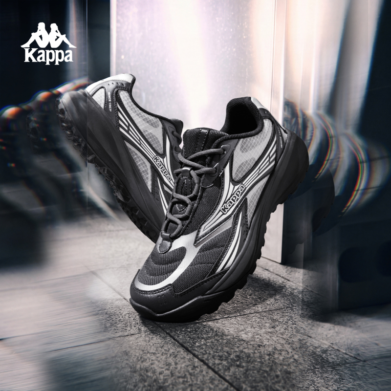 Kappa Men's Shoes Fengying Black Running Shoes Men's 2026 Autum New Thick-Soled Sports Shoes Breathable Mesh Shoes
