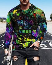 Long Sleeve Tie-dye Mens T-Shirts Spring Autumn D Gradient