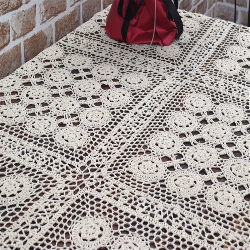 Handling European-style pure cotton manual crochet rectangular table cloth anti-dust cover towel tea table cloth piano cover towels