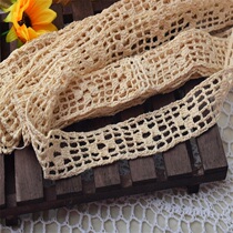 Foreign Trade Outlet Pure Hand Crochet Hook Flower Trim Lace Trim Lace 3 cm Pure Cotton Hollowed-out Retro DIY Accessories Beige