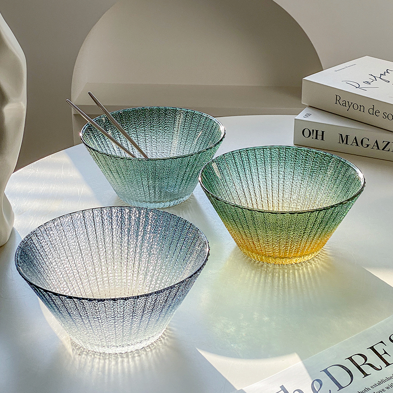 Exquisite Crystal Glass Bowl, Nordic Style, Large Household Fruit Bowl, Beautiful Fruit Plate, Light Luxury, High-End Appearance, Salad Bowl