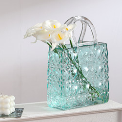 Light Luxury and High-End Glass Vase Decoration for Living Room Flower Arrangement, Handbag-Shaped Fish Tank Flower Arrangement, Hydroponic Water-Cultured Flowers