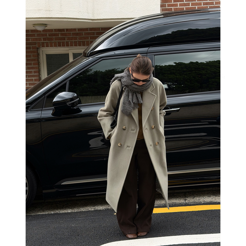 Sasha｜【801 Coat】Cashmere Wool Turn-Down Collar Long Coat Women's Autumn Casual Jacket 40908