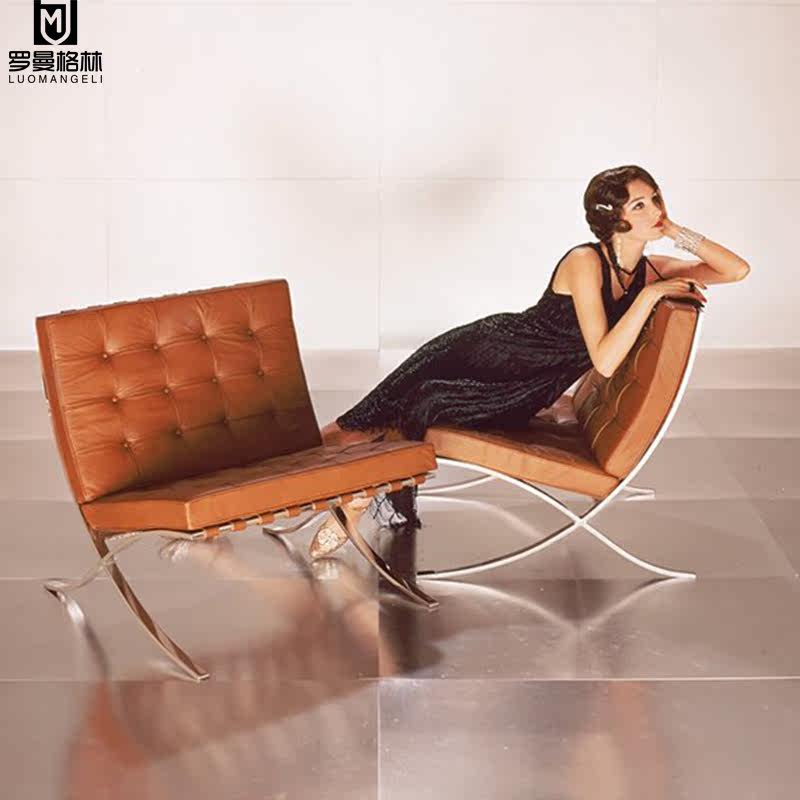 Italian minimalist Barcelona casual chair designer Nordic modern classic single - person sofa head full - leather