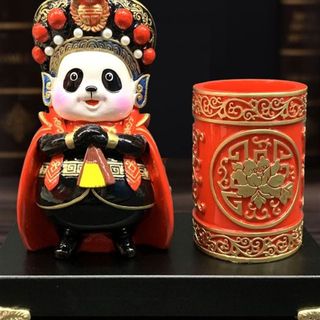 极速中国风c京剧脸谱熊猫笔筒摆件中国特色外事商务耶诞礼品送老