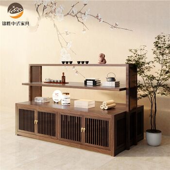 New chinese tea set display island cabinet solid wood tea tray island table movable commercial display display cabinet can be customized