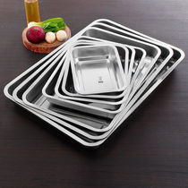 Stainless steel square plate extra thick tray rectangular dinner plate barbecue plate canteen steam rice plate iron plate commercial square basin