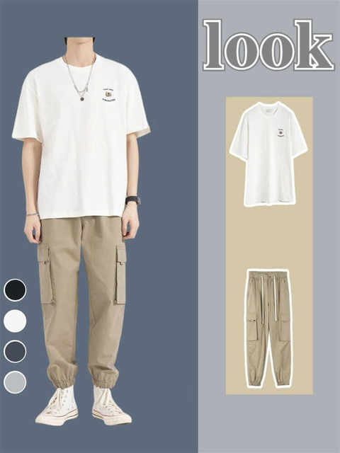 ຜູ້ຊາຍ 2024 ໃຫມ່ summer kpop outfits ເກົາຫຼີ, ເຄື່ອງນຸ່ງຫົ່ມ summer ຂອງເດັກຊາຍ, ແບບສູງ, ຊຸດຜູ້ຊາຍທີ່ສົມບູນ.