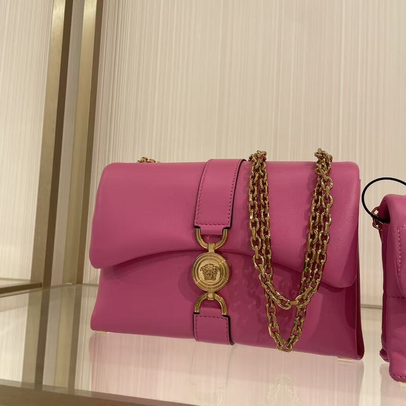 [Europe Purchase] (30% Off 6999) 9/3 Versace Women's Medusa Flap Chain Bag Large Size Rose Pink