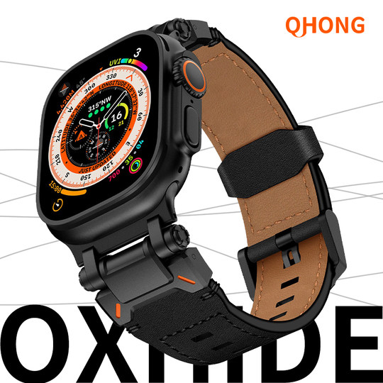 Suitable for Apple Watch Iwatch11 Strap Ultra3 Explorer Cowhide Genuine Leather Applewatch Men's Strap