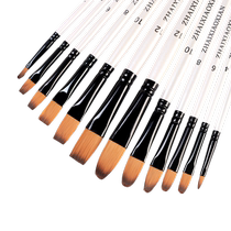 Gouache oil paint brush acrylic watercolor digital oil painting row brush set pigment special nylon pen color diy depiction flat head children students smudge graffiti coloring art brush tool