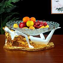 Creative ornaments living room hotel KTV resin crafts fruit plate base European luxury high-end wedding beauty leopard
