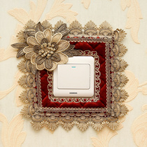 ·New switch sticker single-open 86 type switch cover with full gold thread lace embroidery European style switch socket protective cover decoration