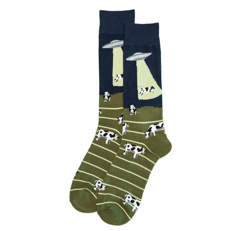 Comfortable Toe and Heel Cushioning, Arch Support, Anti-Fatigue, Alien Ufo, Cow-Grabbing Men's Socks Ha Comfortable Toe and Heel Cushioning, Arch Support, Anti-Fatigue, Alien Ufo, Cow-Grabbing Men's Socks Ha