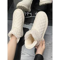 2024 new waterproof and anti-ski boots for women winter short cotton shoes bread shoes flat bottom velvet and thickened short boots