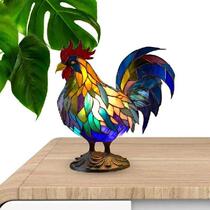 Animal Table Lamp Rooster Stained Glass Resin Lamp