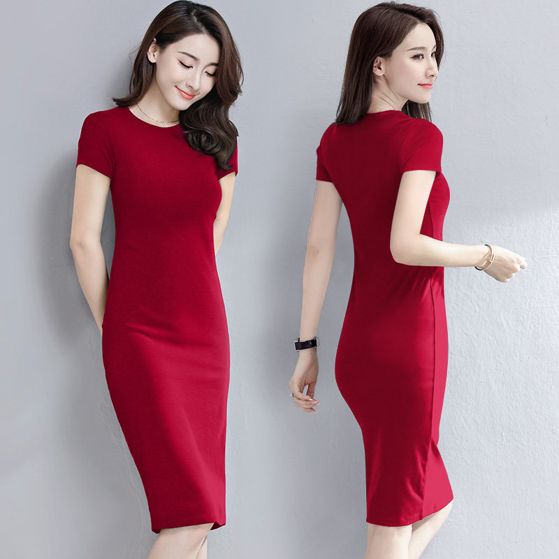 Wine red tight dress women's long version of the large size middle-aged mother skirt elegant 2021 new temperament foreign school