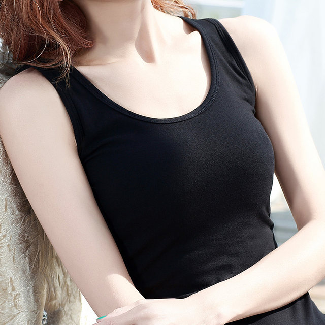 Black pure cotton camisole for women in spring, summer and autumn, large size I-shaped sleeveless top and bottoming shirt for outer wear and inner wear