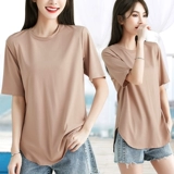 Летняя хлопковая тонкая футболка с коротким рукавом, оверсайз