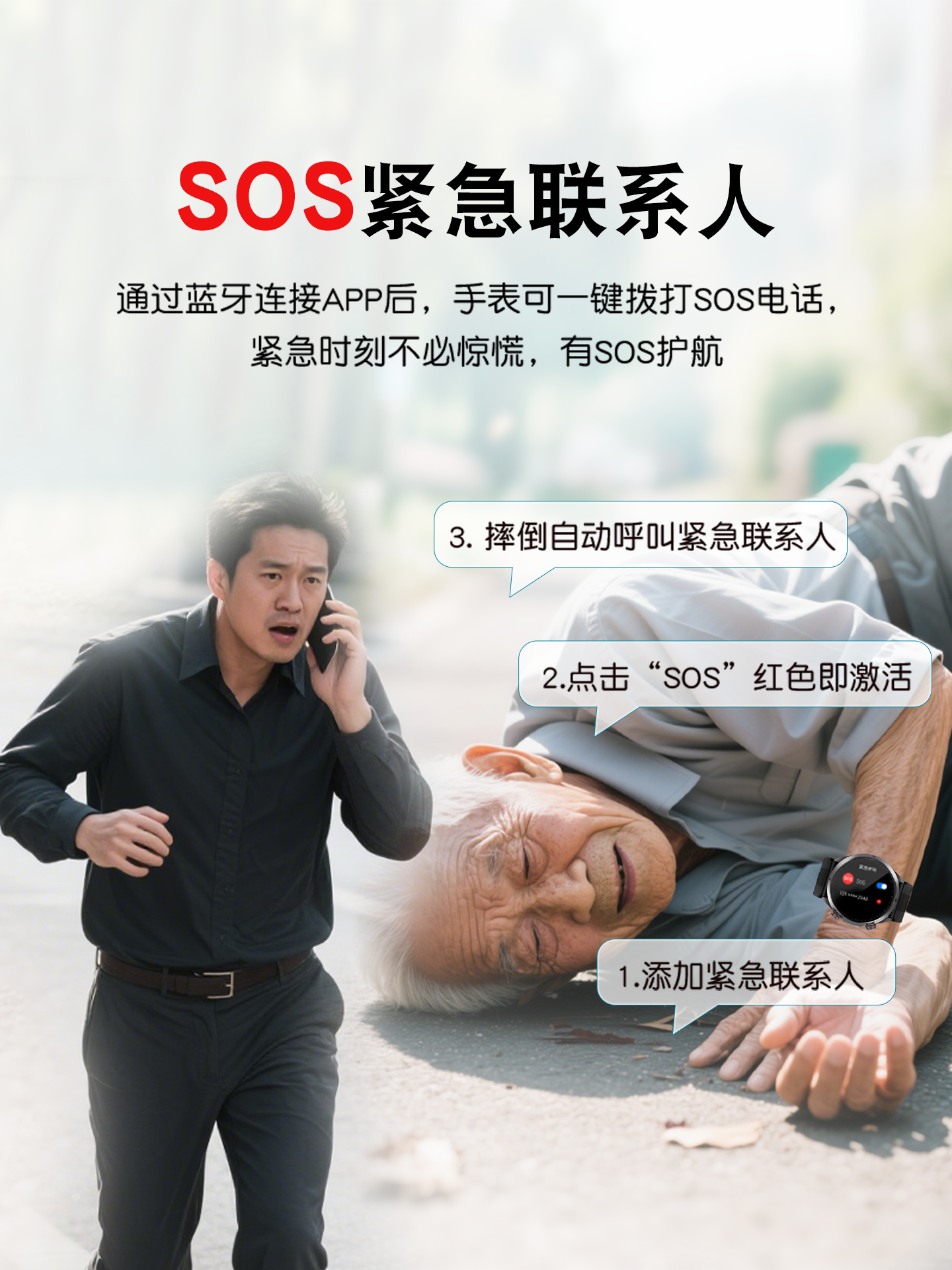 Dirwok Blood Pressure Monitoring Watch Sos Remote Distress Call 24-Hour Health Monitoring Phone Heart Rate Blood Oxygen Sleep Ecg Electrocardiogram Body Temperature Exercise Health Monitoring Smart Blood Pressure Bracelet for Men and Women