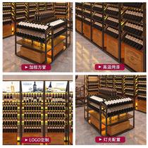 Red wine cabinet display rack winery wine display rack shopping mall supermarket iron floor-to-ceiling island creative combination cabinet