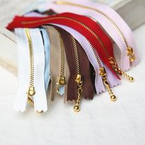 DIY handmade accessories golden tooth zipper smooth and easy to pull water dropper pure copper zipper 12 15 20 cm