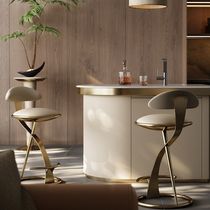 Italian minimalist bar chair simple high chair Nordic metal bar stool light luxury modern home bar chair island