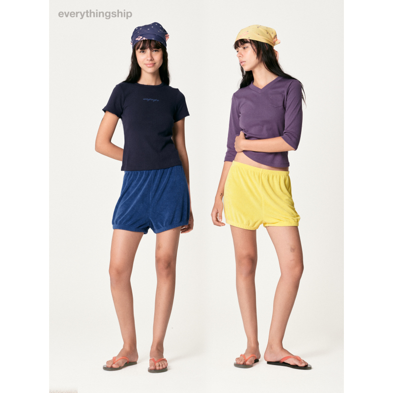 Everythingship Jam Shorts Elastic Waist Terry Cloth Shorts Two Colors