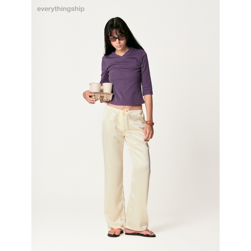 Everythingship Lemonade Trousers Solid Color Satin Casual Pants