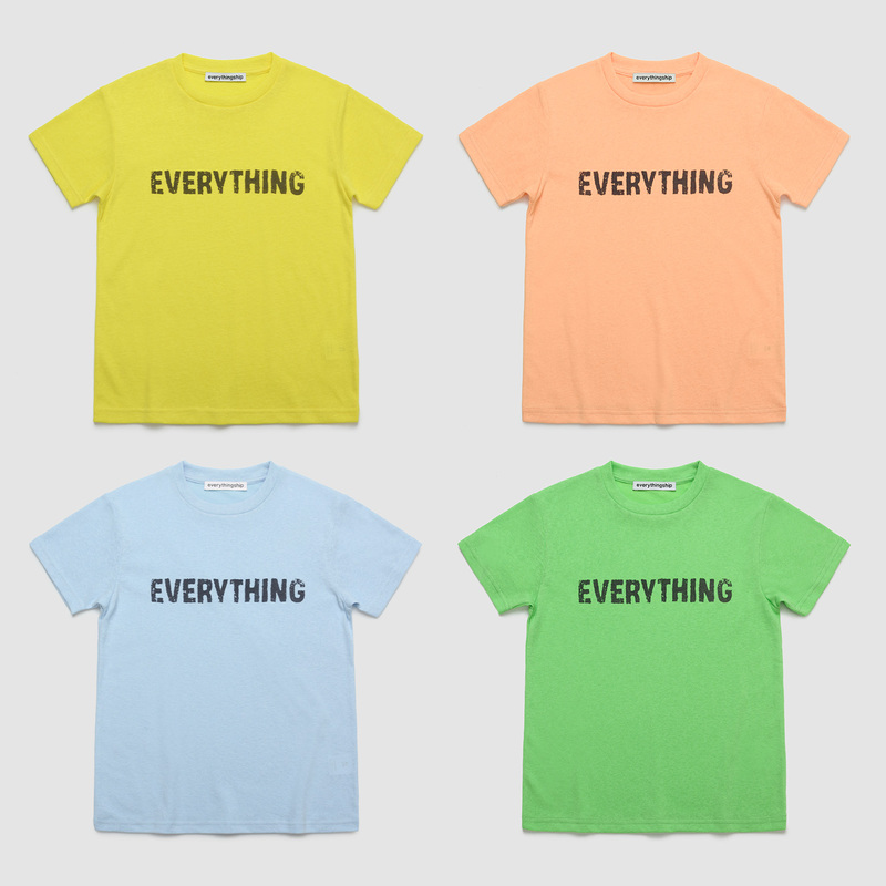 Everythingship Logo Letter Print Colorful Retro Right Shoulder Lightweight Casual Short-Sleeved T-Shirt in Four Colors Everythingship Logo Letter Print Colorful Retro Right Shoulder Lightweight Casual Short-Sleeved T-Shirt in Four Colors