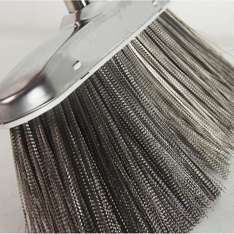 Stainless Steel Wire Broom for Cleaning Cement Roads, Gravel, Leaves, Machine Oil Stains, Glass, and Iron Filings, Reinforced Broom Stainless Steel Wire Broom for Cleaning Cement Roads, Gravel, Leaves, Machine Oil Stains, Glass, and Iron Filings, Reinforced Broom