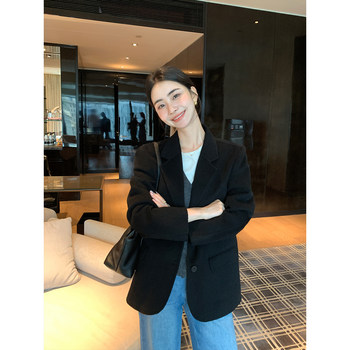 Maven Lin 极简意式 100%羊毛双面呢西装外套女通勤气质呢子西服