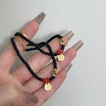 s925 sterling silver ins style black agate cinnabar bracelet light luxury simple high-end ancient gold online hot jewelry