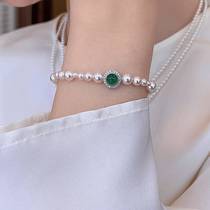 Midsummer Dream Bracelet Womens Original Crystal Pearl Green Agate Bracelet Temperament Simple and Elegant 2024 New Style