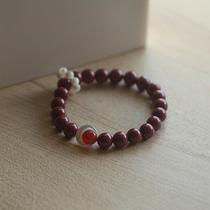 Cinnabar purple gold sand bracelet pearl oyster moon female gift zodiac year natural red agate birthday simple niche