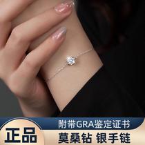 Under the Banyan Tree S925 Silver Classic Seiko Moissanite Six Claw Bracelet Niche Design Light Luxury Single Diamond Hand Jewelry Trend