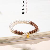 2024 New Indian Laoshan Sandalwood Bracelet Ethnic Style Womens Freshwater Pearl Sandalwood Buddha Bead Bracelet Gift