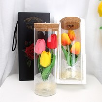 Cross-border new product simulation tulip glass shade night light Valentines Day gift home decoration ornaments factory direct sale