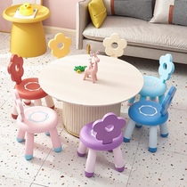 Plastic back stool childrens chair thickened household cartoon cute anti-slip stool living room kindergarten baby small stool