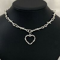 Small Wire Brambles Iron Heart Choker Necklace Women Hip-hop