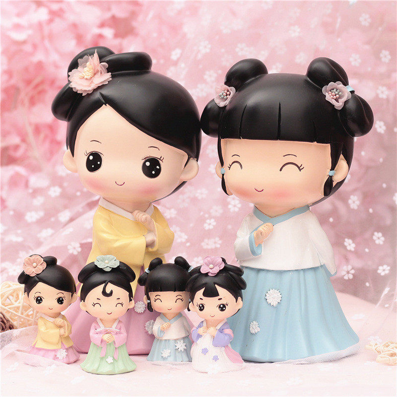 Creative retro cheongsam girl home furnishings Chinese girl hanfu doll decoration for birthday gifts