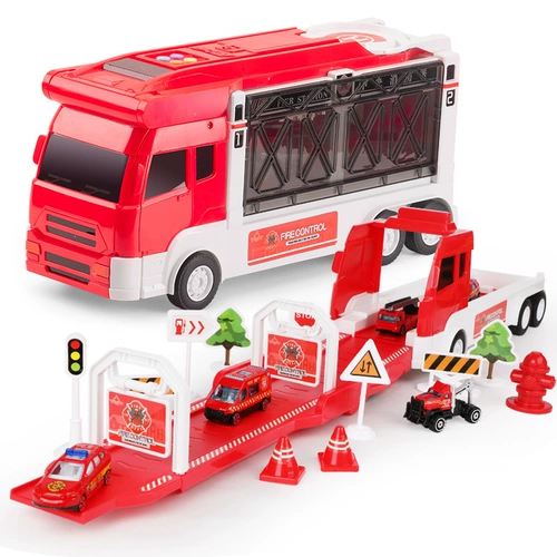 Большая игрушка, игрушечная машина, детский металлический ударопрочный комплект для мальчиков, пожарная машина