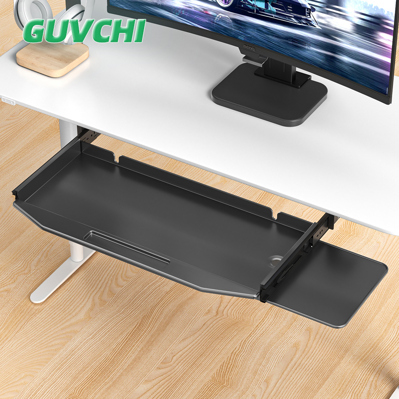 Computer Desk Metal Keyboard Bracket with Sliding Rail Drawer under the Desk, Steel Mouse and Keyboard Support Bracket