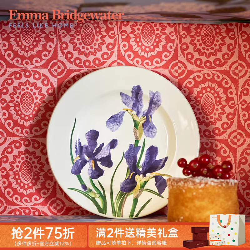 Emma Bridgewater Ceramic Plate Iris Blue Underglaze Color Dinner Plate Emmabrigewater Accessible Luxury Fruit Plate