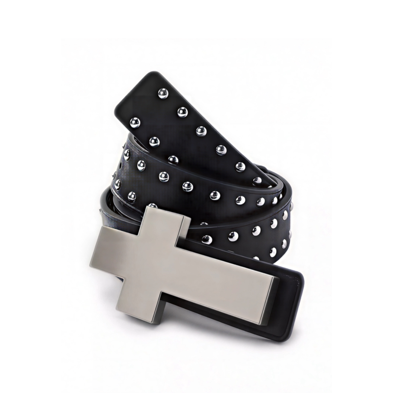 Rebel Wave25Fw“ ╋ Cracked Pattern Studded Cross Belt Genuine Leather Belt Subculture Style Rebel Wave25Fw“ ╋ Cracked Pattern Studded Cross Belt Genuine Leather Belt Subculture Style