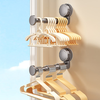 Clothes rack storage rack telescopic rod without punching large capacity